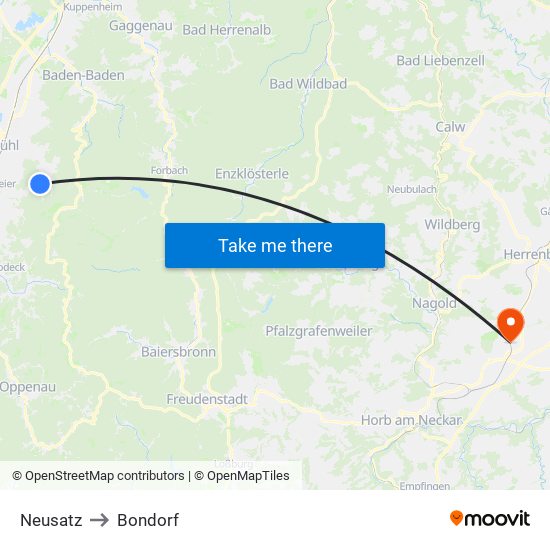 Neusatz to Bondorf map
