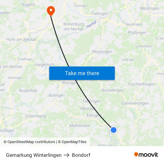 Gemarkung Winterlingen to Bondorf map