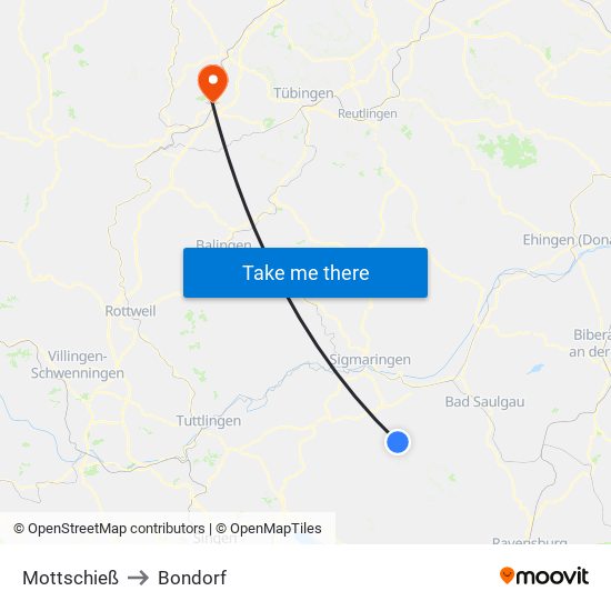 Mottschieß to Bondorf map
