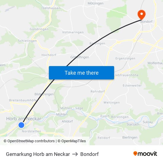 Gemarkung Horb am Neckar to Bondorf map