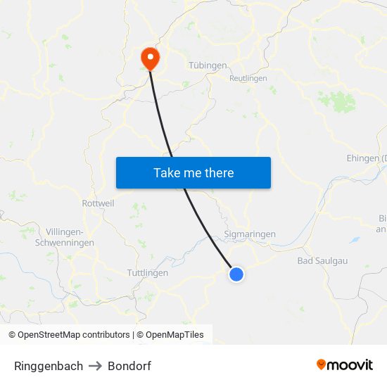 Ringgenbach to Bondorf map