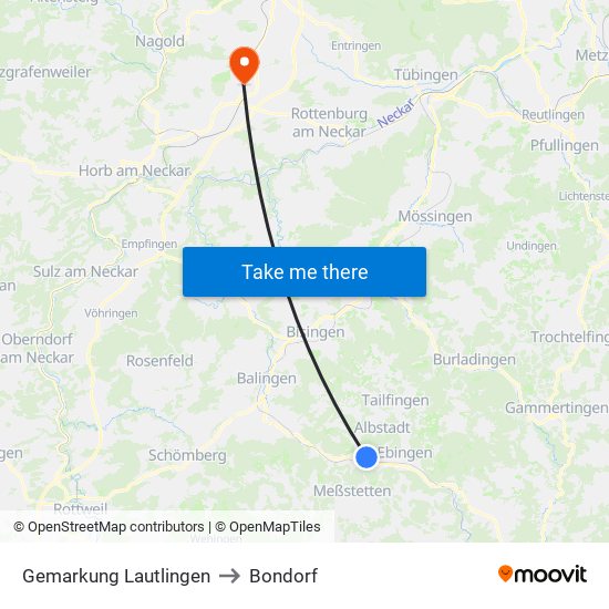 Gemarkung Lautlingen to Bondorf map