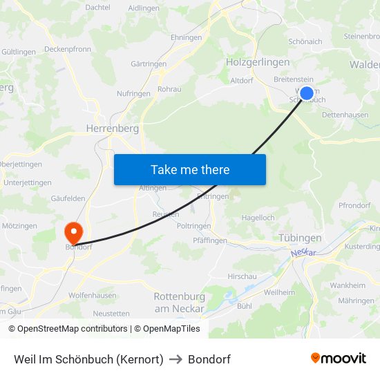 Weil Im Schönbuch (Kernort) to Bondorf map