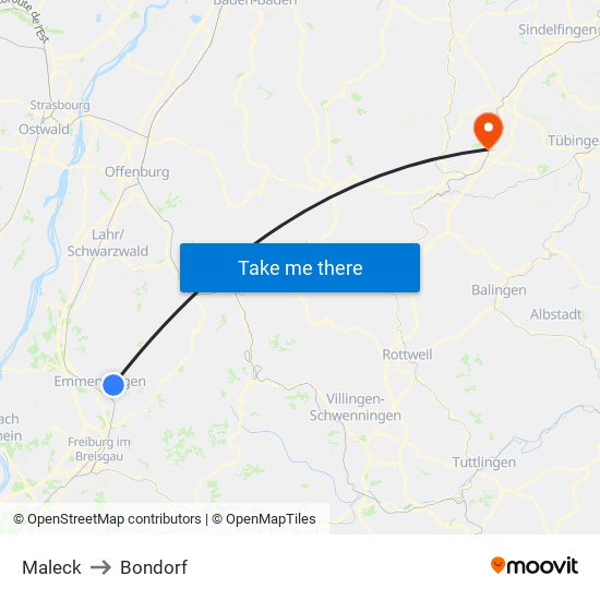 Maleck to Bondorf map