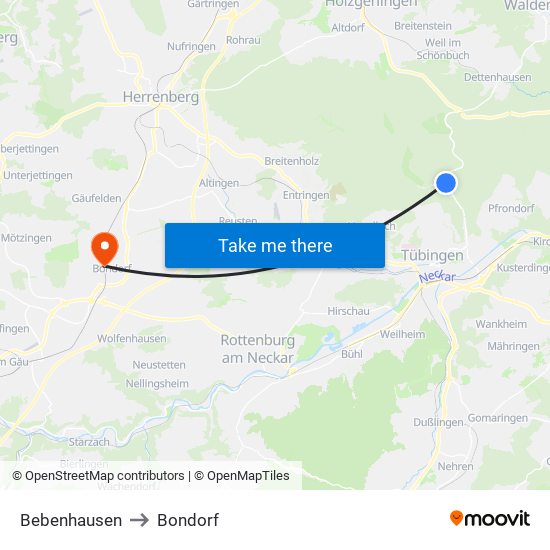 Bebenhausen to Bondorf map