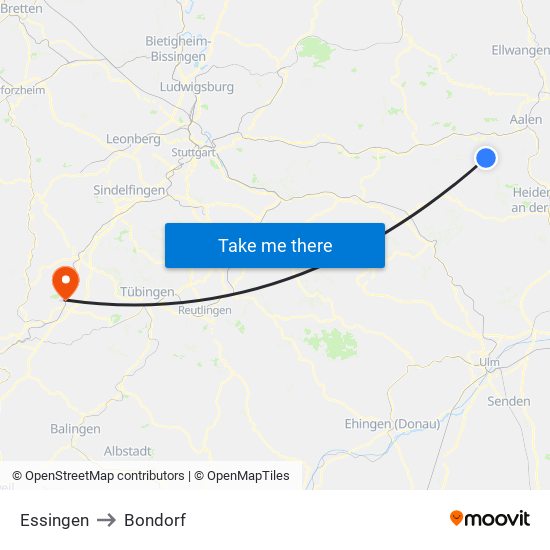 Essingen to Bondorf map