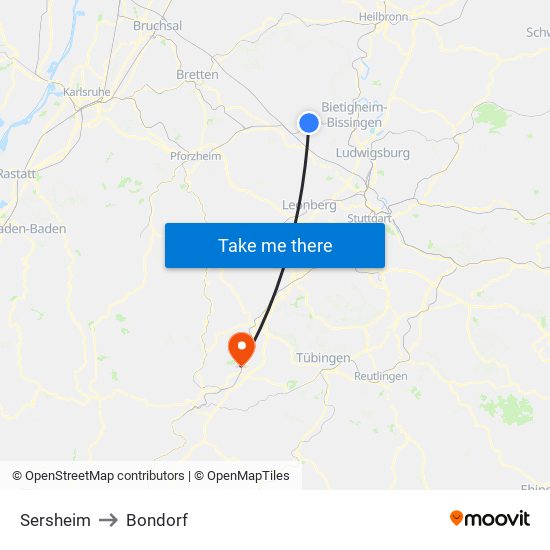 Sersheim to Bondorf map