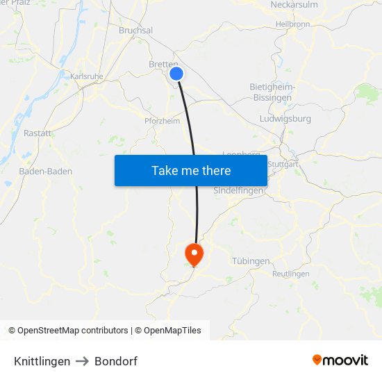 Knittlingen to Bondorf map