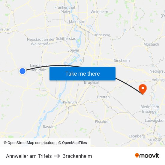 Annweiler am Trifels to Brackenheim map