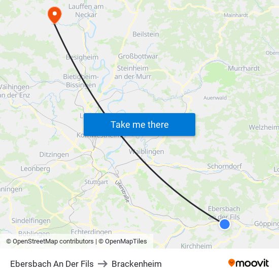 Ebersbach An Der Fils to Brackenheim map