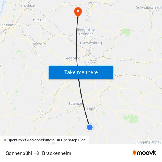 Sonnenbühl to Brackenheim map