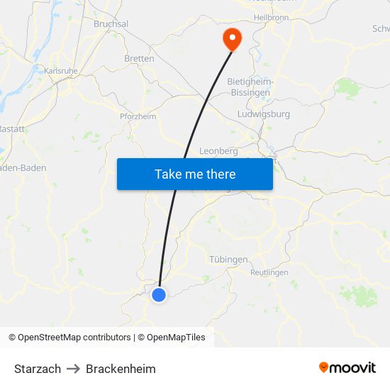 Starzach to Brackenheim map