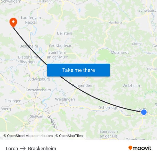 Lorch to Brackenheim map