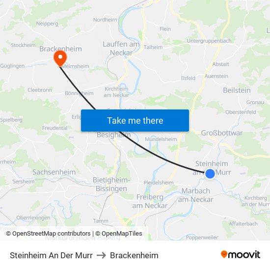 Steinheim An Der Murr to Brackenheim map