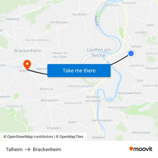 Talheim to Brackenheim map