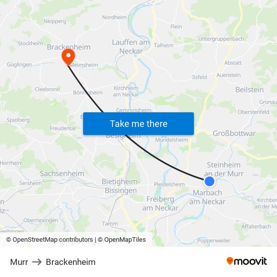 Murr to Brackenheim map