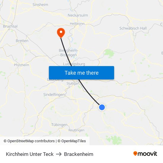 Kirchheim Unter Teck to Brackenheim map