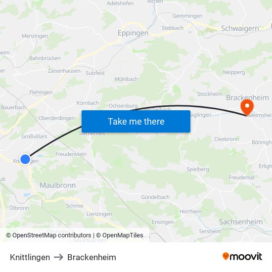 Knittlingen to Brackenheim map