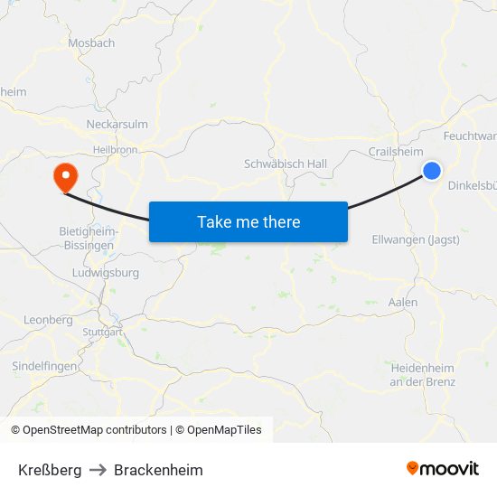 Kreßberg to Brackenheim map