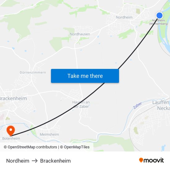 Nordheim to Brackenheim map