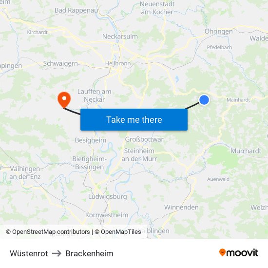 Wüstenrot to Brackenheim map