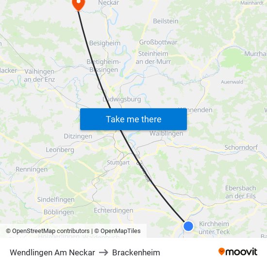 Wendlingen Am Neckar to Brackenheim map