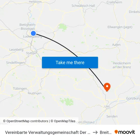 Vereinbarte Verwaltungsgemeinschaft Der Stadt Freiberg am Neckar to Breitingen map