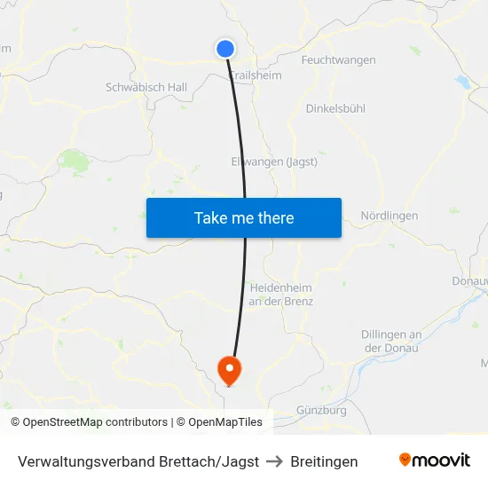 Verwaltungsverband Brettach/Jagst to Breitingen map
