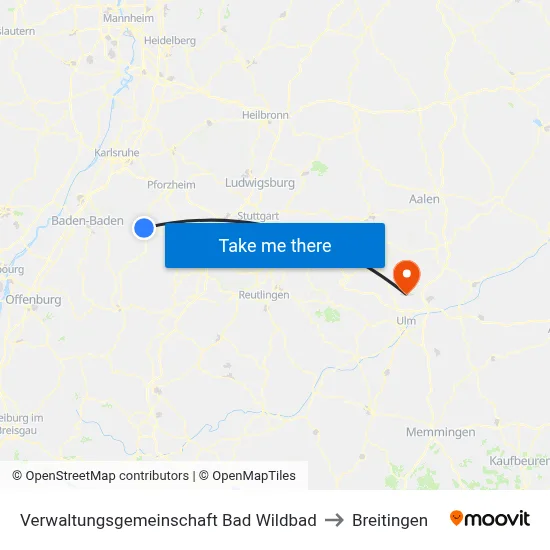 Verwaltungsgemeinschaft Bad Wildbad to Breitingen map