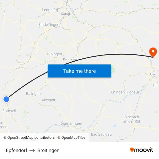 Epfendorf to Breitingen map