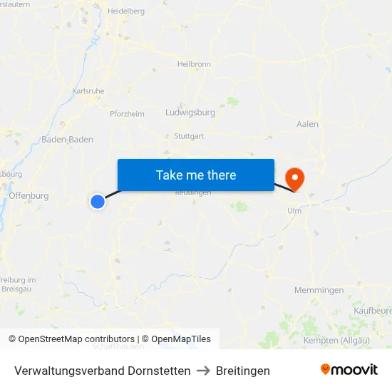 Verwaltungsverband Dornstetten to Breitingen map