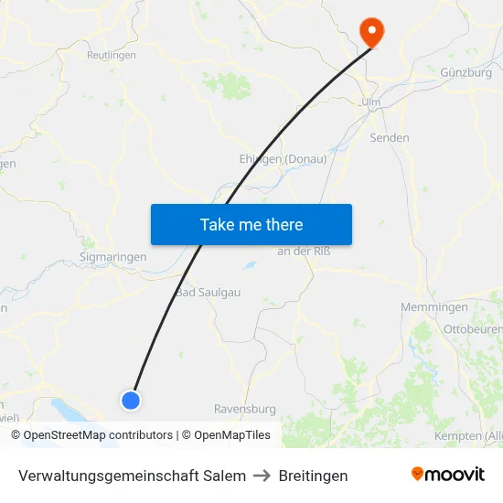Verwaltungsgemeinschaft Salem to Breitingen map