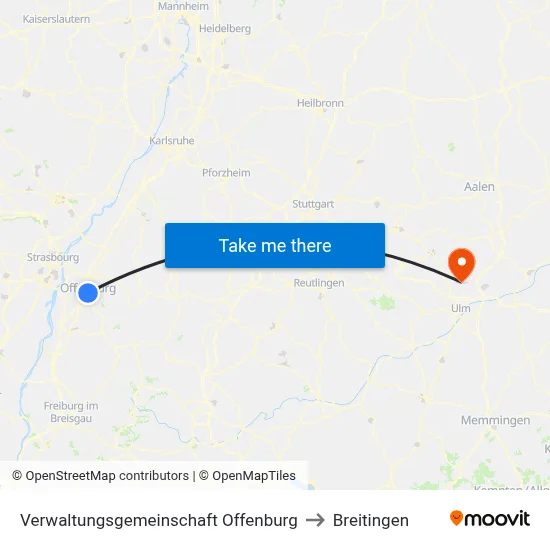 Verwaltungsgemeinschaft Offenburg to Breitingen map