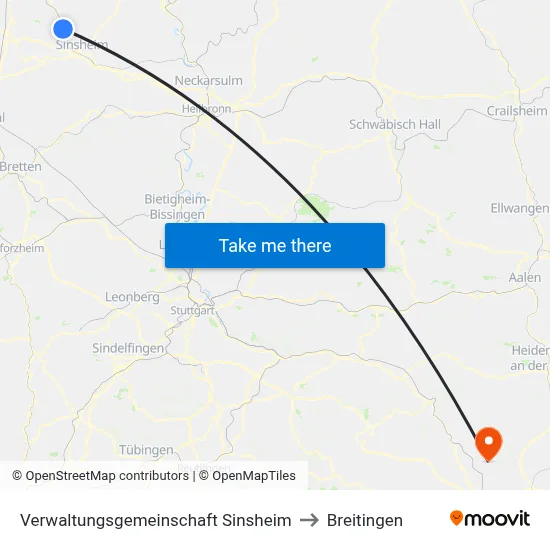 Verwaltungsgemeinschaft Sinsheim to Breitingen map