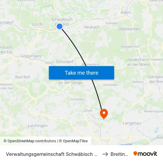 Verwaltungsgemeinschaft Schwäbisch Gmünd to Breitingen map