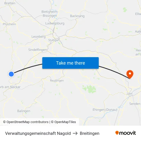 Verwaltungsgemeinschaft Nagold to Breitingen map