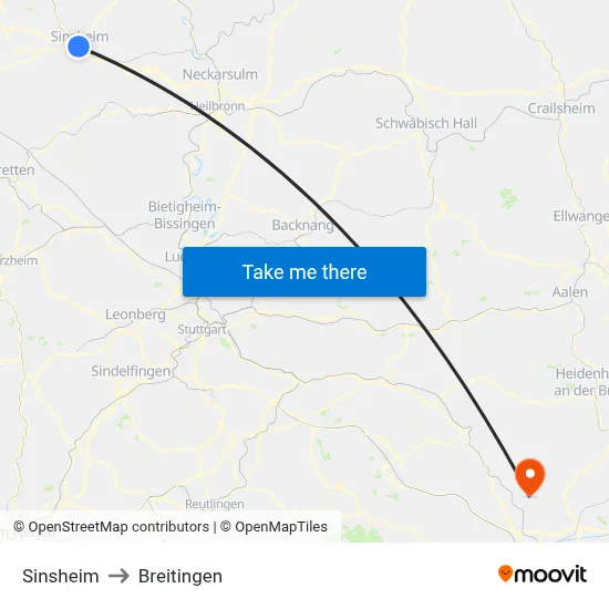 Sinsheim to Breitingen map