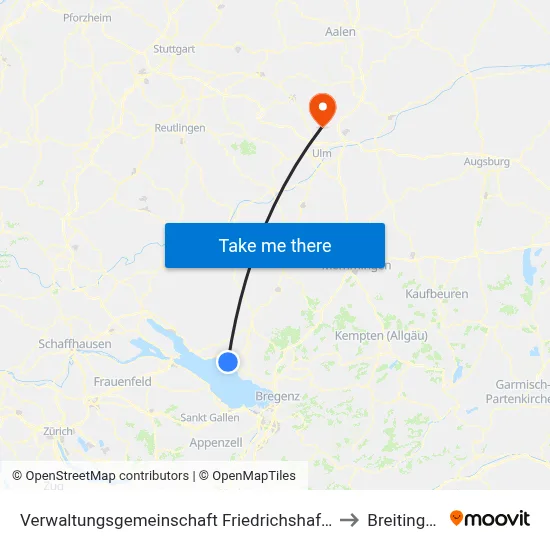 Verwaltungsgemeinschaft Friedrichshafen to Breitingen map