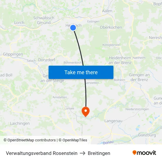 Verwaltungsverband Rosenstein to Breitingen map