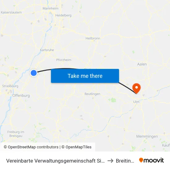 Vereinbarte Verwaltungsgemeinschaft Sinzheim to Breitingen map