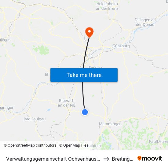 Verwaltungsgemeinschaft Ochsenhausen to Breitingen map