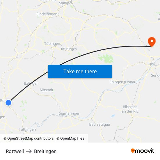 Rottweil to Breitingen map