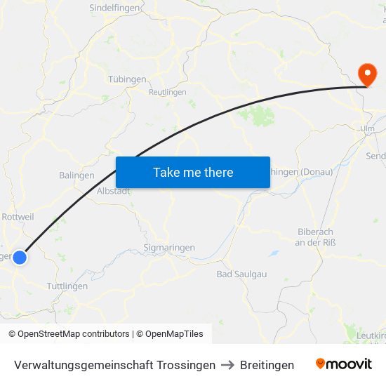 Verwaltungsgemeinschaft Trossingen to Breitingen map