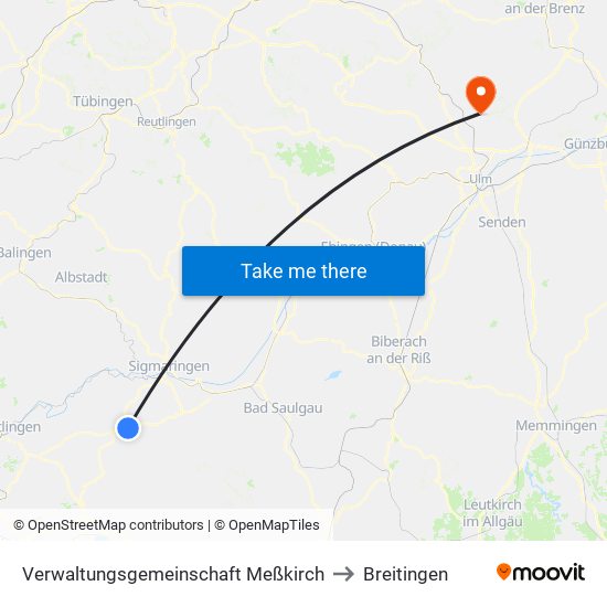 Verwaltungsgemeinschaft Meßkirch to Breitingen map