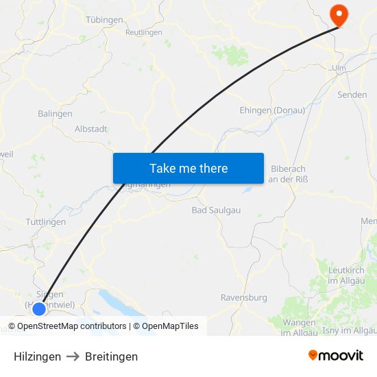 Hilzingen to Breitingen map