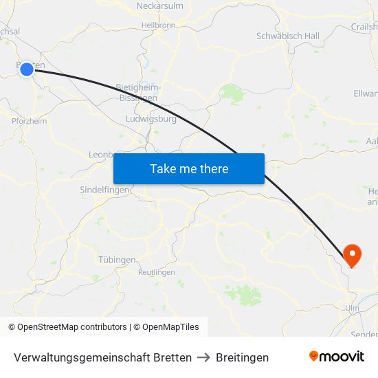 Verwaltungsgemeinschaft Bretten to Breitingen map