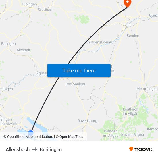 Allensbach to Breitingen map