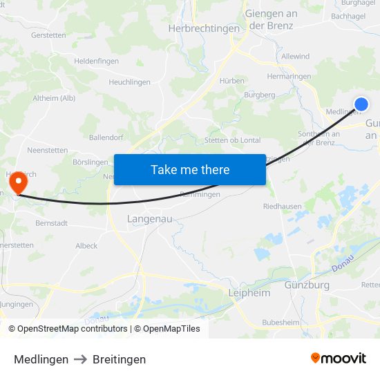 Medlingen to Breitingen map