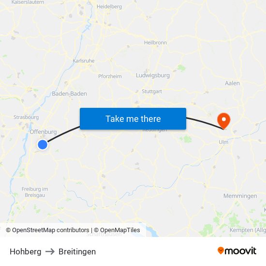 Hohberg to Breitingen map
