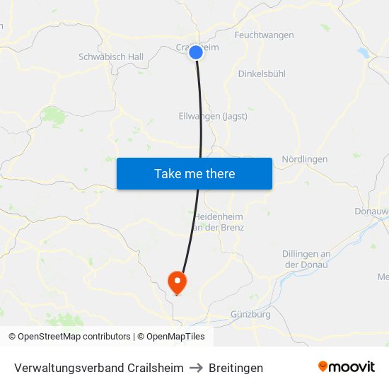 Verwaltungsverband Crailsheim to Breitingen map